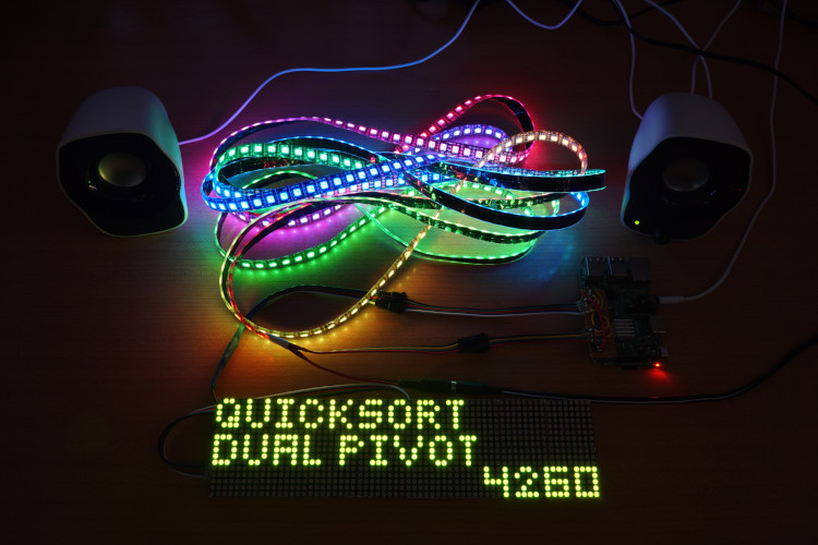 BlinkenSort with Sound on Raspberry Pi 3 with APA102 or SK9822 LEDs
