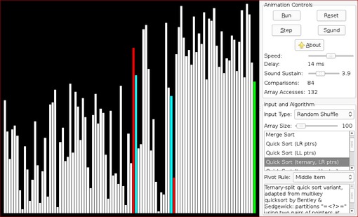 Screenshot of Sound of Sorting demo program.